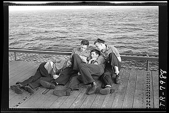 <i>Men reading aboard USS </i>Lexington. US National Archives / Flickr